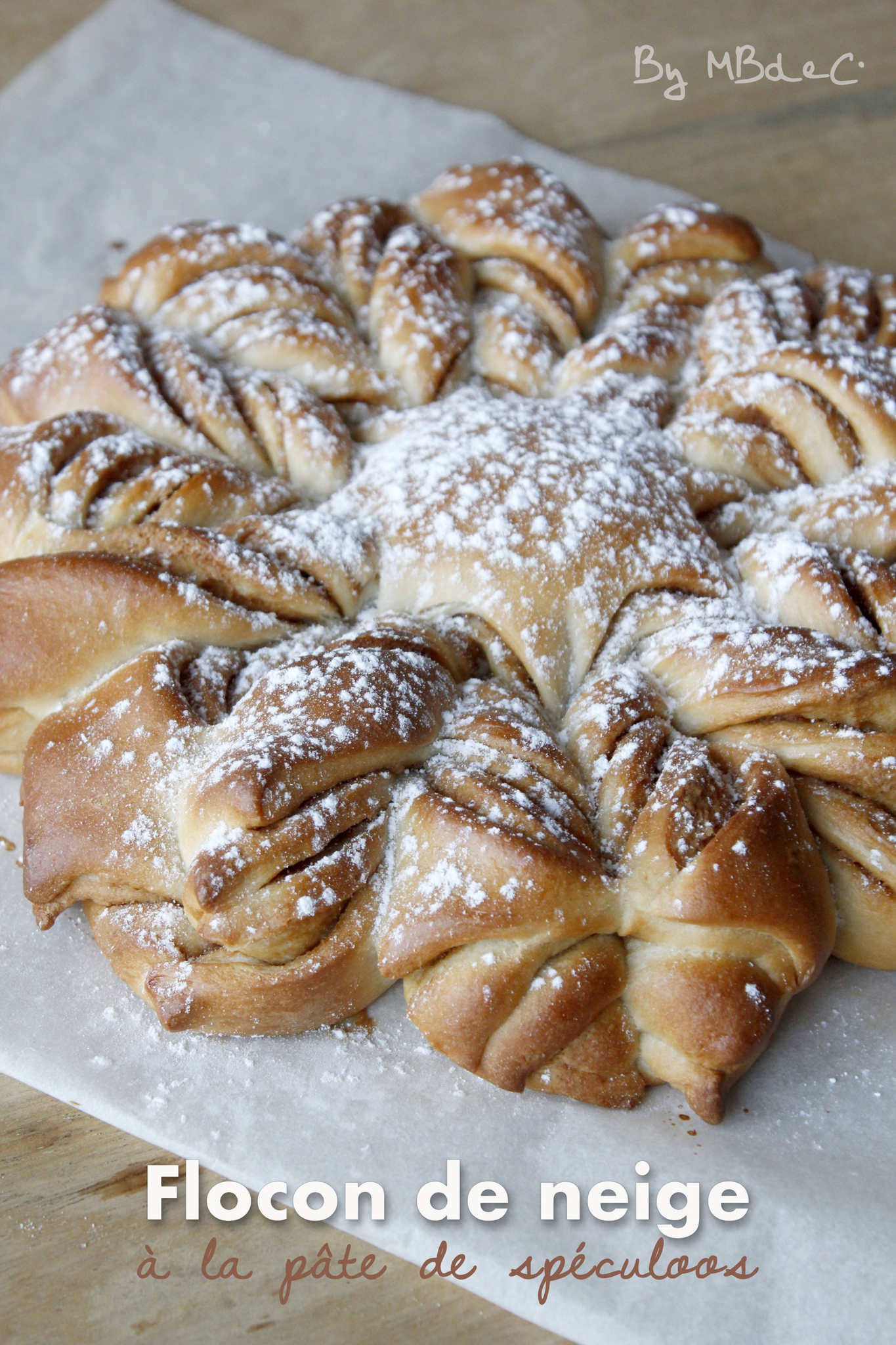 Brioche flocon de neige saveur spéculoos pâte à brioche sans oeuf ni