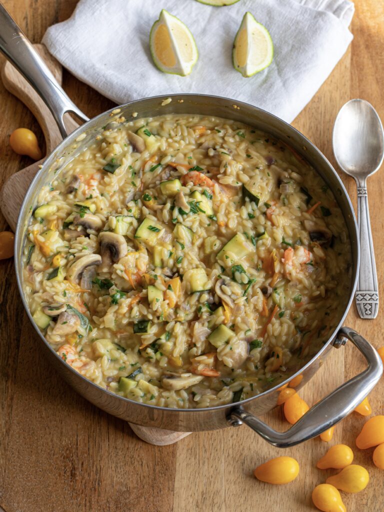 One pot orzo aux petits légumes et crevettes : une recette saine, équilibrée et facile 6 IMG 2220
