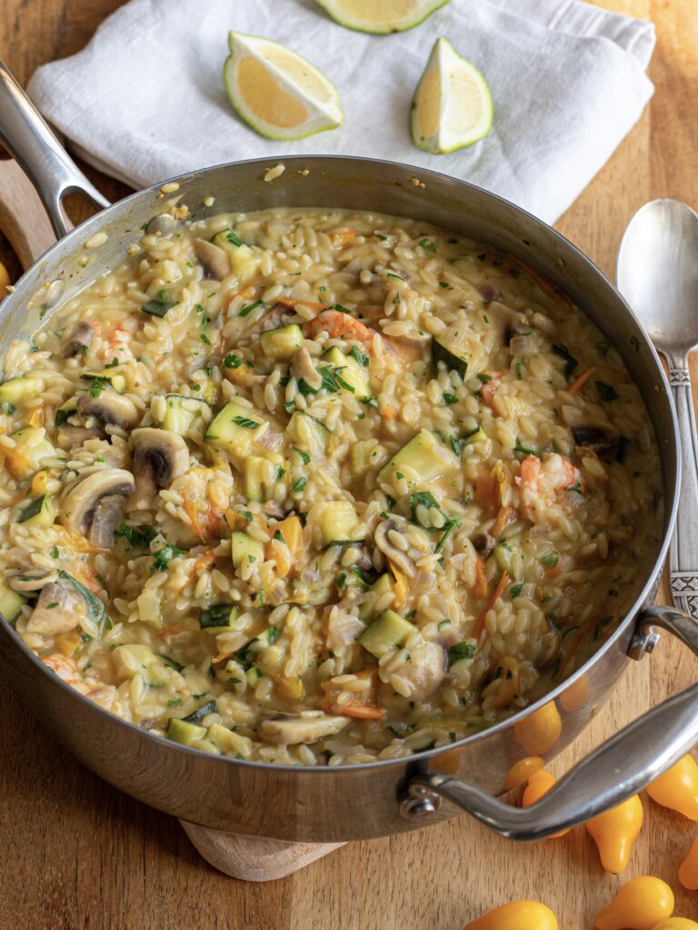 One pot orzo aux petits légumes et crevettes : une recette saine, équilibrée et facile 2 IMG 2227