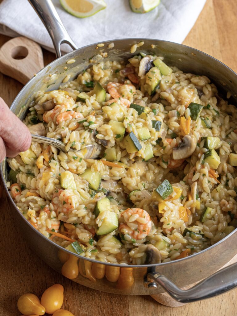 One pot orzo aux petits légumes et crevettes : une recette saine, équilibrée et facile 3 IMG 2233