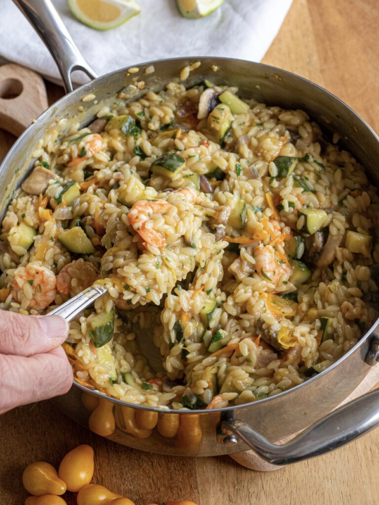 One pot orzo aux petits légumes et crevettes : une recette saine, équilibrée et facile 4 IMG 2255