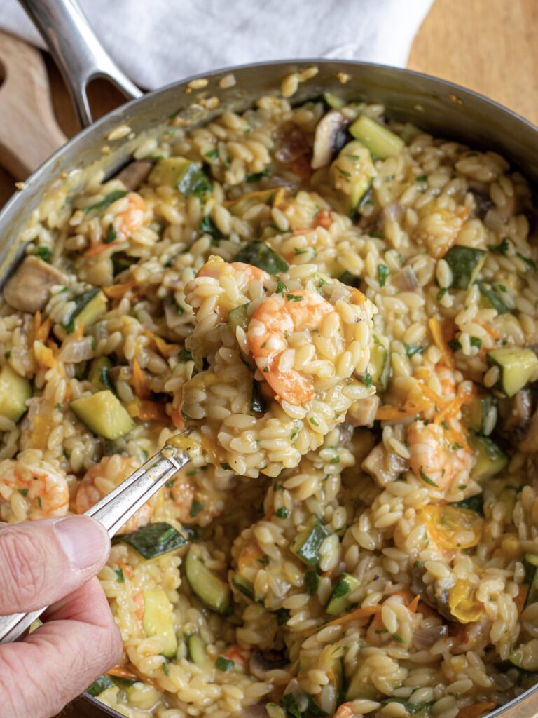 One pot orzo aux petits légumes et crevettes : une recette saine, équilibrée et facile 5 IMG 2258